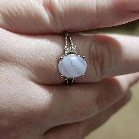 circe boutique Jewelry - Blue lace agate adjustable stainless steel ring!